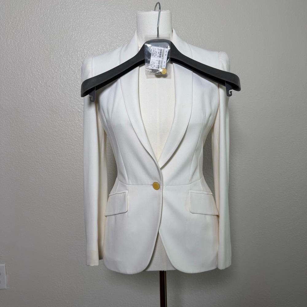 Alexander McQueen White/ Ivory Sculpted Tailored Blazer IT 38 - Picture 15 of 16